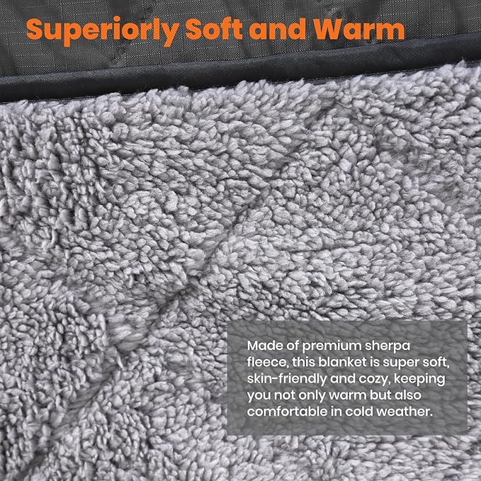 Outdoor/Indoor Sherpa Blanket Oversized Waterproof Stadium Blanket for Cold Weather. Warm Soft Portable Great for Stadium Sports Events Camping Indoor - 82x56in. Dark Gray