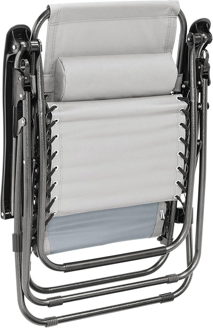 Heavy Duty Zero Gravity Chair with Adjustable Reclining Large Side Table Gray 600D Polyester Powder-Coated Steel Frame 300 lbs Capacity