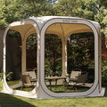 East Oak Screen House Tent Pop-Up Portable Screen Room Canopy Instant Screen Tent 10 x 10 FT with Carry Bag for Patio Backyard Deck &amp Outdoor Activities Beige