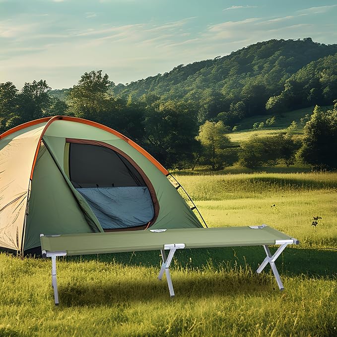 Outvita Folding Camping Cot Sleeping Bed with Carry Bag Lightweight Portable Cots for Travel Fishing Hiking and Outdoor Activities
