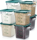 CURTA 8-Pack 4 Qt NSF Clear Polycarbonate Food Storage Containers with Green Lids - Square Commercial-Grade Freezer &amp Dishwasher Safe Stackable