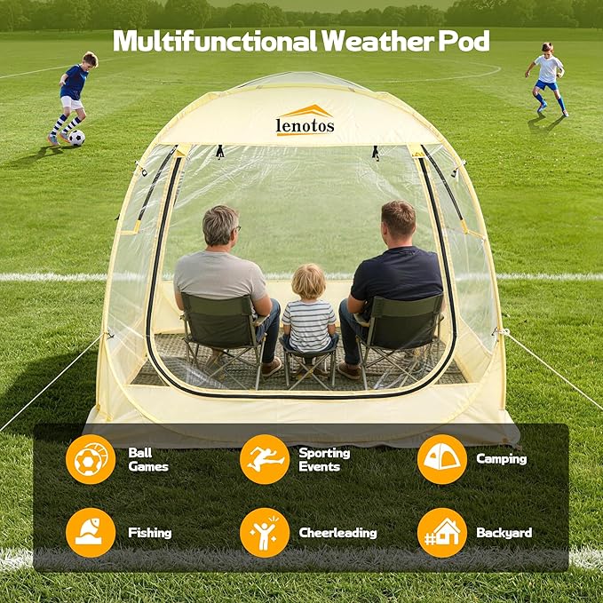 Pop Up Sports Tent Instant Clear Bubble Tent with Removable Top Cover Outdoor All Weather Shelter for Watching Sports Cheering Fishing and Camping
