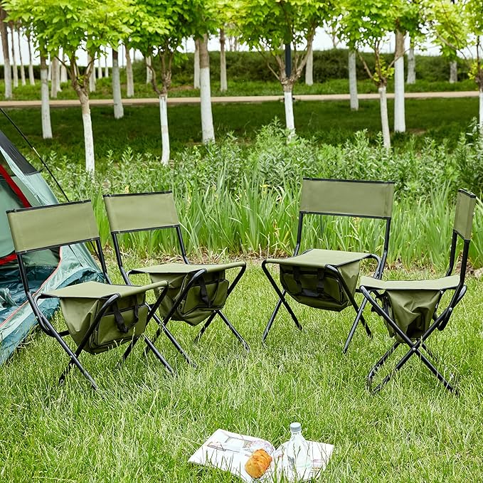 4-Piece Folding Outdoor Chair with Storage Bag Portable Chair for Indoor Outdoor Camping Picnics and FishingGreen