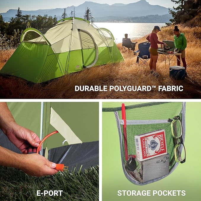 Coleman Montana 8-Person Camping Tent with Rainfly Weatherproof Family Tent Sets Up in 15 Mins Fits Multiple Airbeds