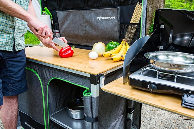 SylvanSport Outdoor Camp Kitchen System for Easy Cooking Clean Up Camping Meal Prep Glamping and Camping Essentials Dine-o-Max Large Version