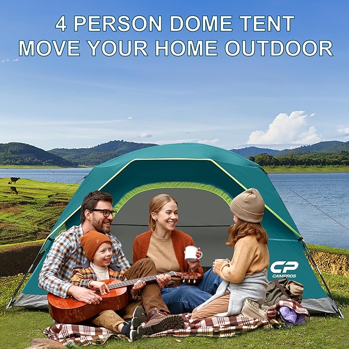 Tents for Camping 4 Person Tent Waterproof Windproof Double Layer Camping Tent Easy Setup Dome Tent with Large Mesh Windows &amp Wider Door for Outdoor Camping &amp Hiking