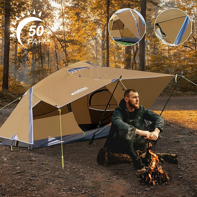 1 Person Backpacking Tent Waterproof Windproof Single Person Tent Lighweight Compact One Person Tent for Camping Hiking