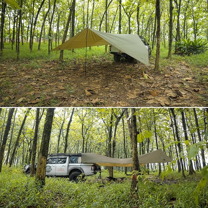GEERTOP Large Car Awning Tarp for Camping Backpacking Tarp SUV Tailgate Truck Canopy Sun Shade Waterproof Outdoor Rear Vehicle Awning Shelter for Van MPV Campers