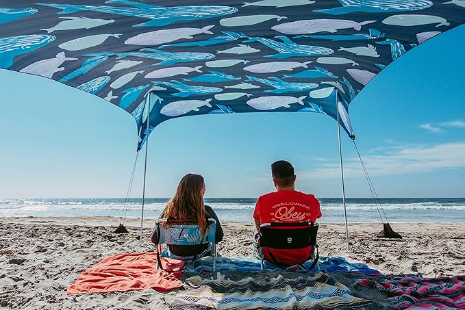 Neso Grande Portable Beach Tent Sun Shelter - Lightweight Beach Shade Canopy - Easy Setup for Family Outings - Patented Reinforced Corners - UPF 50+ Sun Protection - 7ft Tall 9 x 9ft