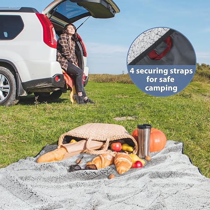 Tirrinia Waterproof Outdoor Blanket with Sherpa Lining Windproof Triple Layers Warm Comfy Foldable for Camping Stadium Beach Picnic Grass Concerts Car Dog 51''X 59'' &amp 59''X 80''