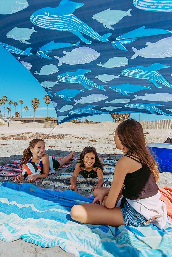 Neso Grande Portable Beach Tent Sun Shelter - Lightweight Beach Shade Canopy - Easy Setup for Family Outings - Patented Reinforced Corners - UPF 50+ Sun Protection - 7ft Tall 9 x 9ft