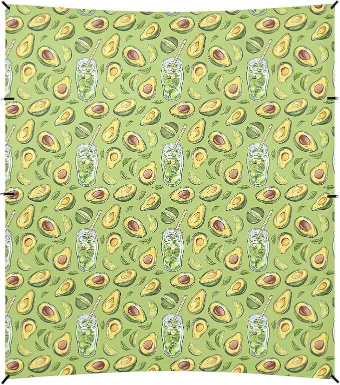 ALAZA Avocado Juice Leaves Beach Tent Sun Shelter UPF50+ Protection Beach Shade Canopy w/ 4 Sandbags for Outdoor Camping Fishing Backyard Fun Picnic 10x9 ft