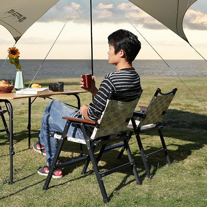 Folding Camping Chair Lightweight Portable Beach Chairs Armchairs Printed Canvas Perfect for Festivals Fishing Picnic Party Hiking (2)