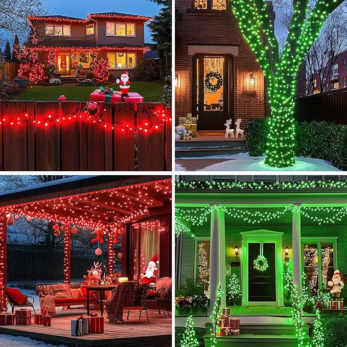 JMEXSUSS 173ft 500 LED Christmas Lights Outdoor Red and Green Christmas String Lights with Remote Color Changing Christmas Tree Lights Plug in for Indoor Party Halloween Christmas Decor