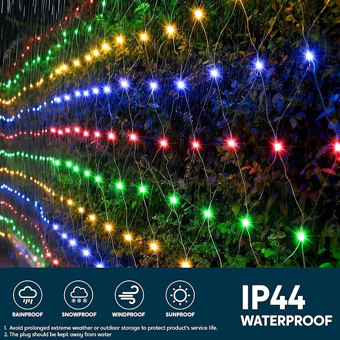 JOYIN 360 LED Christmas Net Lights 16.4X 6.5FT Christmas Mesh Lights with 8 Modes Connectable Waterproof for Bushes Trees Yard Indoor Outdoor Xmas Decorations (Multicolor)