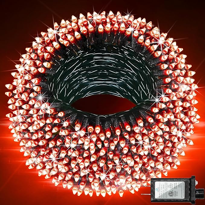 1500 LED Christmas Lights Outdoor with 12 Modes 470FT Green Wire Christmas String Fairy Lights with Timer &amp Dimmable Waterproof Twinkle Tree Lights for House Patio Party Wedding Xmas Decor Red