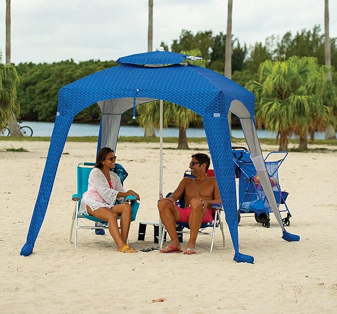 Rio Brands 17 Extended Height 4-Position Folding Beach Camping Lawn Chair Light Blue