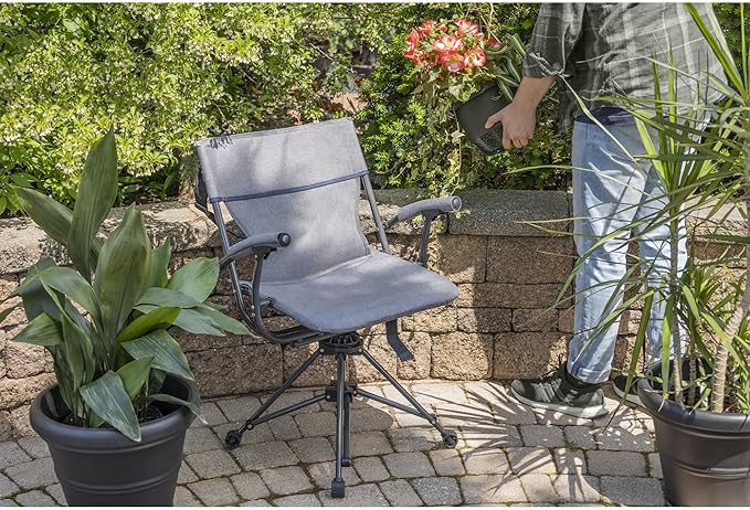 Zenithen Outdoor/Indoor Folding Portable Lawn 360 Swivel Chair with Armrests (Blue Grey)