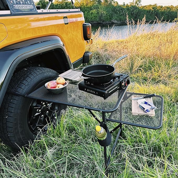 CDEN Tailgate Table Car Desk Tailgate Table Car Camping Camping Tables Vehicle Tables Adjustable Height Lightweight