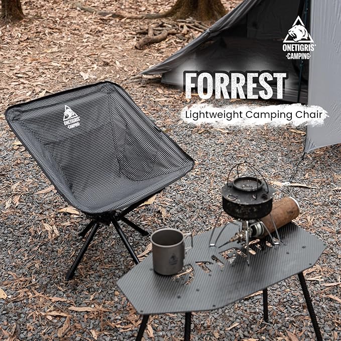 ONETIGRIS Forrest Camping Chair Set Up in Seconds Lightweight Folding Chair for Backpacking Hiking Beach Lawn Travel Support 330 lbs