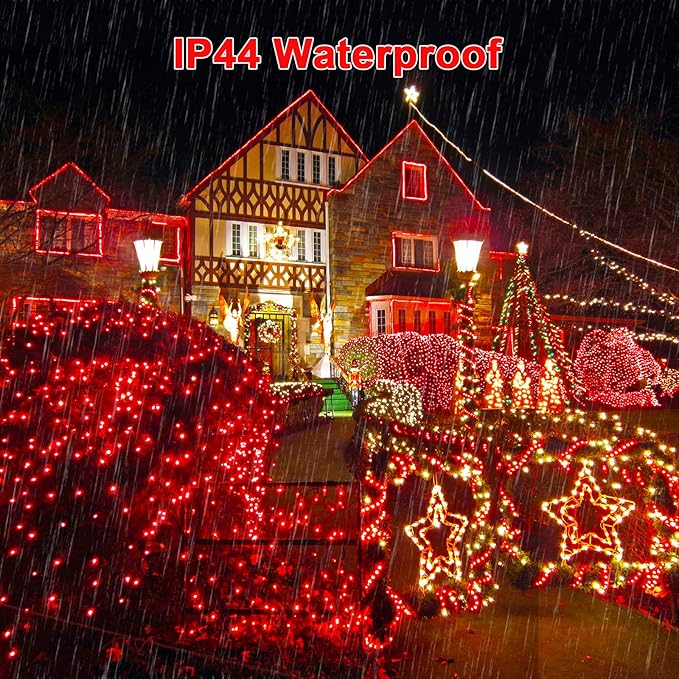 JMEXSUSS 360 LED Red Net Lights Outdoor Connectable 12ft x 5ft Christmas Net Lights Plug in with Remote 8 Modes Waterproof Red Mesh Light for Bushes Christmas Halloween Decorations