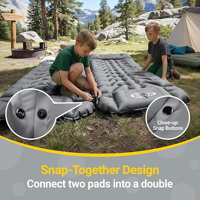 Sleeping Pad for Camping Backpacking Sleeping Mat with Built-in Pillow and Foot Pump 4in Thick Compact Camping Air Mattress for Hiking Tent Road Trip Car Camp Travel Gear