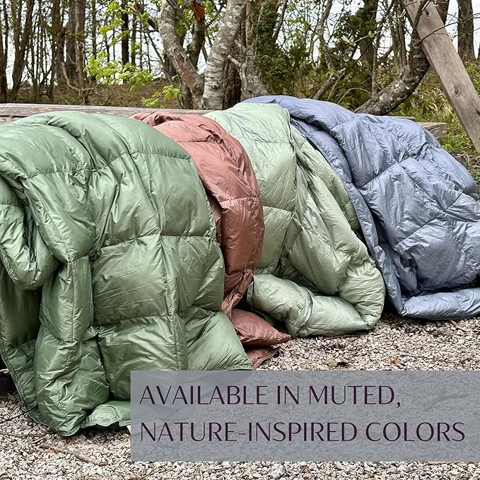 Down Camping Blanket with Footbox – Lightweight Packable Water Resistant Backpacking Quilt &amp Warm Puffy Compact Outdoor Throw – 52x77 with Stuff Sack for Stadium Hiking &amp Travel