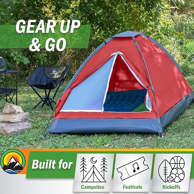 2 Person Camping Tent with Rain Fly and Carrying Bag - Lightweight Outdoor Tent for Backpacking Hiking or Beach Use by Wakeman Outdoors