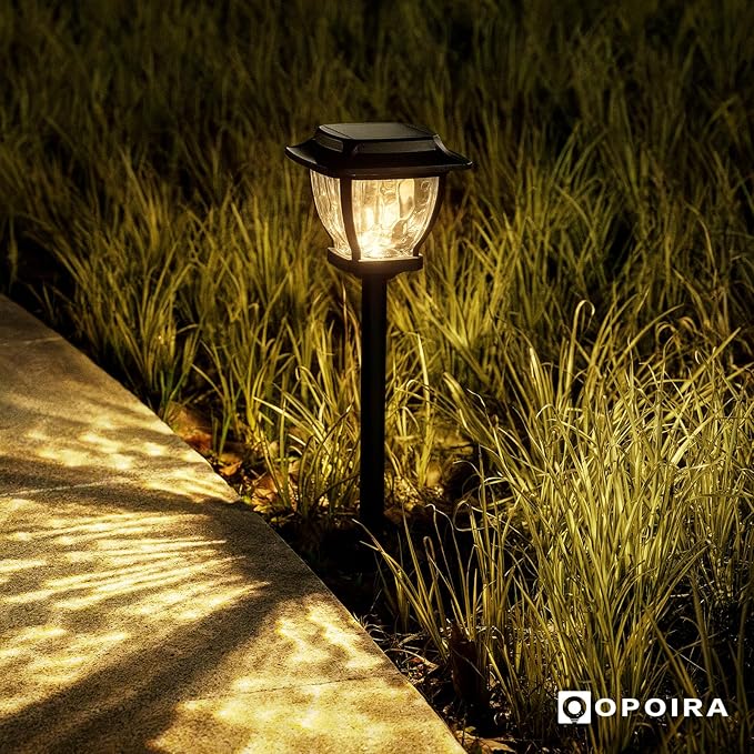 Solar Pathway Lights Super Bright Solar Lights Outdoor Waterproof 4 Pack Glass Solar Garden LED Lights Landscape Lighting Decorative for Path Yard Patio Walkway DrivewaySlate Black