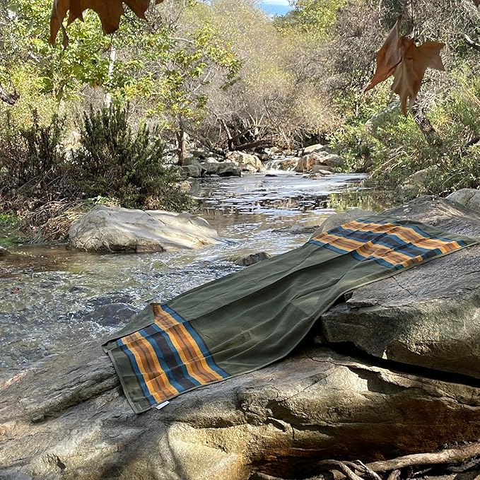 Waterproof Outdoor Canvas Camping Blanket - Waxed Canvas Campfire Blanket with Water Repellent Backing - Camp - Bushcraft Tarp (Olive Regular)