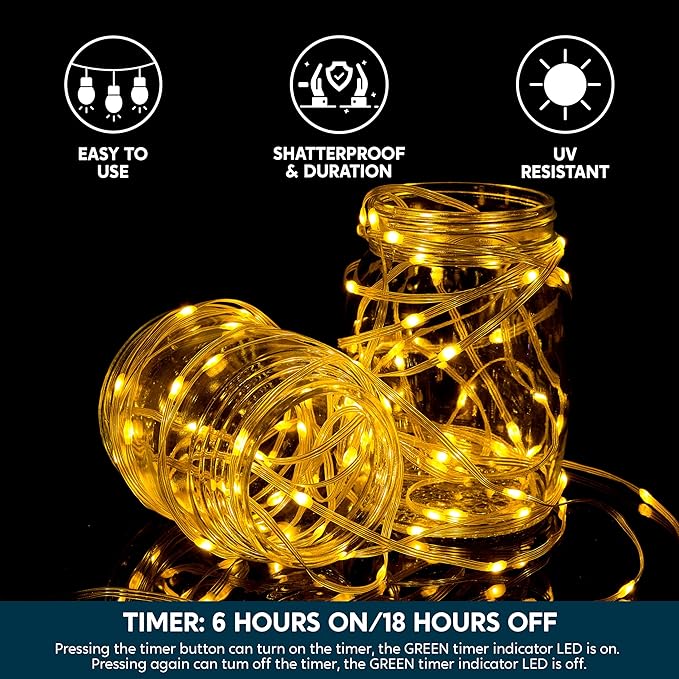 Joiedomi 600 LED Christmas Lights Outdoor197 FT Warm White Christmas Tree Lights with 8 Modes Timer PVC Clear Wire String Lights with Reel for Indoor Outdoor Holiday Xmas Eve Night Decorations
