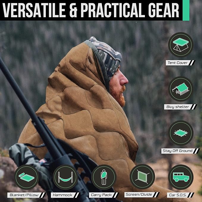 Woobie Blanket Poncho Liner Army &amp Military Blanket | Insulated Thermal Camping Blanket | USGI Waterproof Army Gear &amp Military Gear