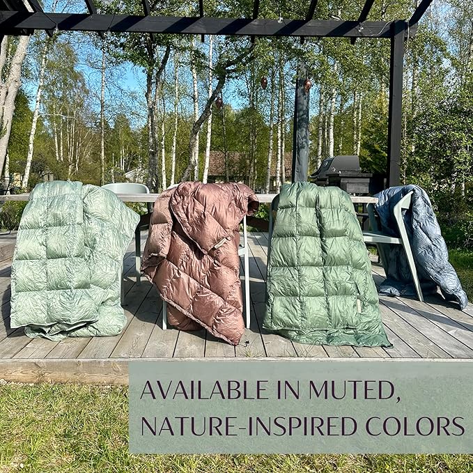 Down Camping Blanket with Footbox – Lightweight Packable Water Resistant Backpacking Quilt &amp Warm Puffy Compact Outdoor Throw – 52x77 with Stuff Sack for Stadium Hiking &amp Travel