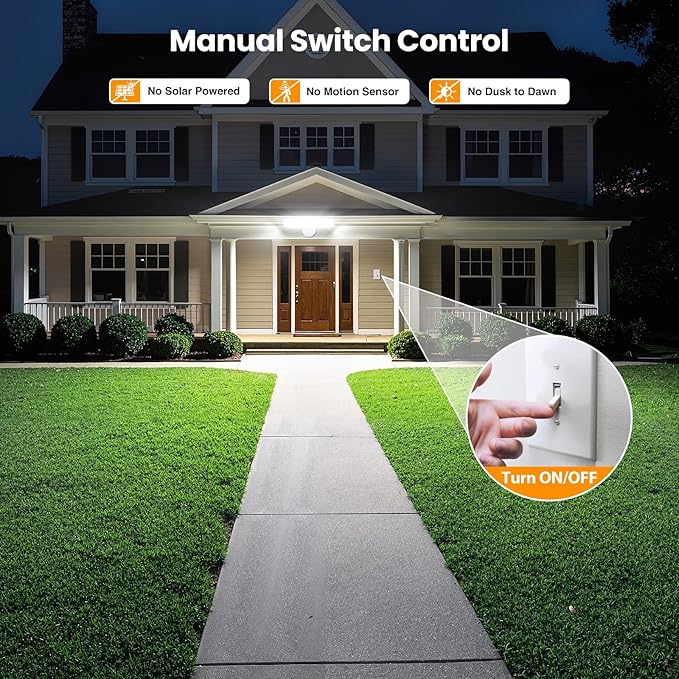 Onforu 150W LED Flood Lights Outdoor 15000LM Brightness Security Light Switch Controlled 6500K Outside Floodlight with 5 Adjustable Heads Waterproof Exterior Light for Yard Garage Patio