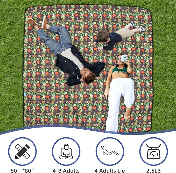 Outdoor Picnic Blanket Brown Tree 60x80 Sandproof Beach Blanket Waterproof Picnic Blankets Foldable for Caming Beach Outdoor Activities.