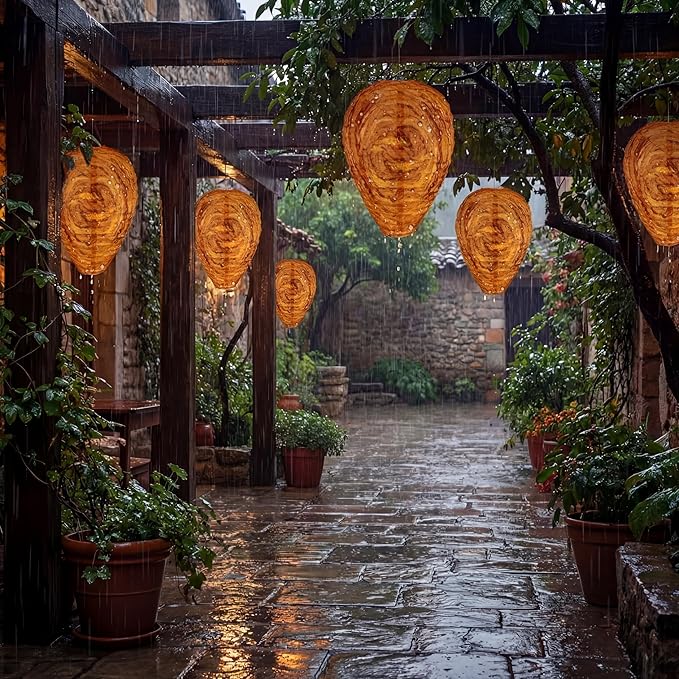 Honoson 12 Pieces Waterproof Hanging Lantern for Home Garden Yard Outdoors (Orange)