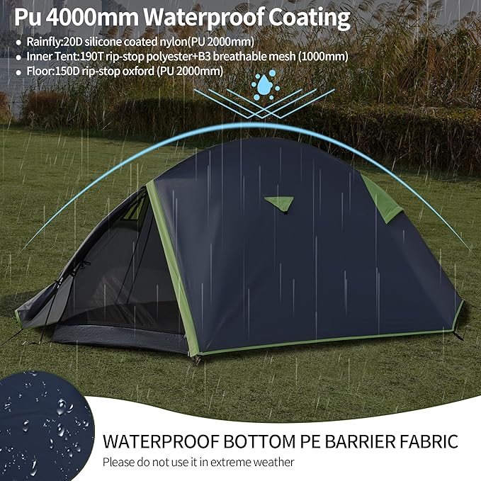 Backpacking Tents for Camping - Easy Set Up Tent Waterproof Light Weight Tent for One or Two Person Hiking Travling