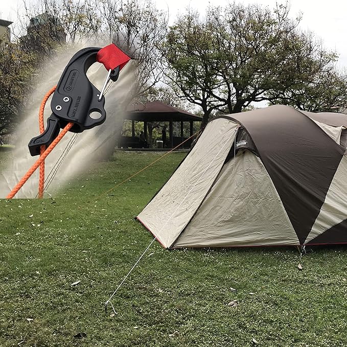 Rope Tightener Guyline Adjuster for Tents and Tarps one Hand Control Tie Down Cam Mechanism for Camping Hiking Backpacking (2pcs) Essential Pocket Tools for Post-Disaster RecoveryWindproof