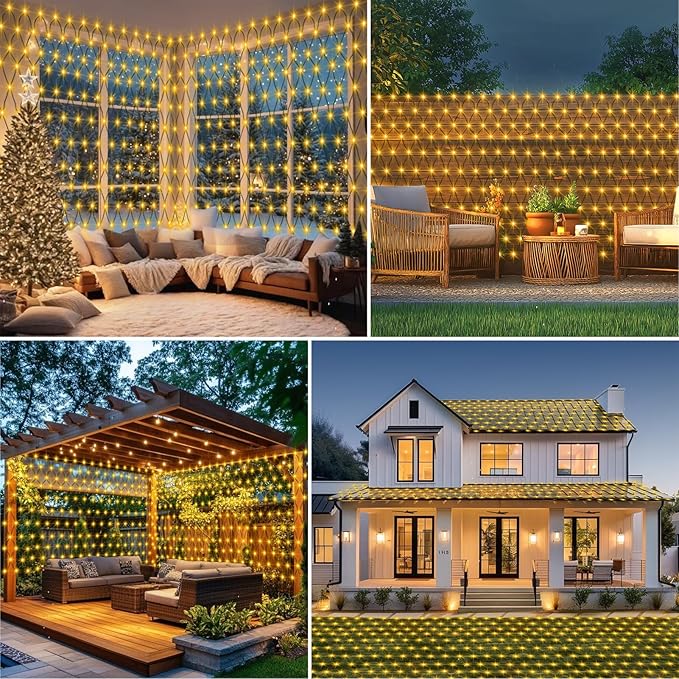 ZAIYW 600 LED 20x6.6Ft Net Lights Outdoor Mesh Lights with Remote Timer Plug in Dark Green Wire Large Christmas Net Lights for Bushes Garden Shrubs Wedding Decor (Warm White)