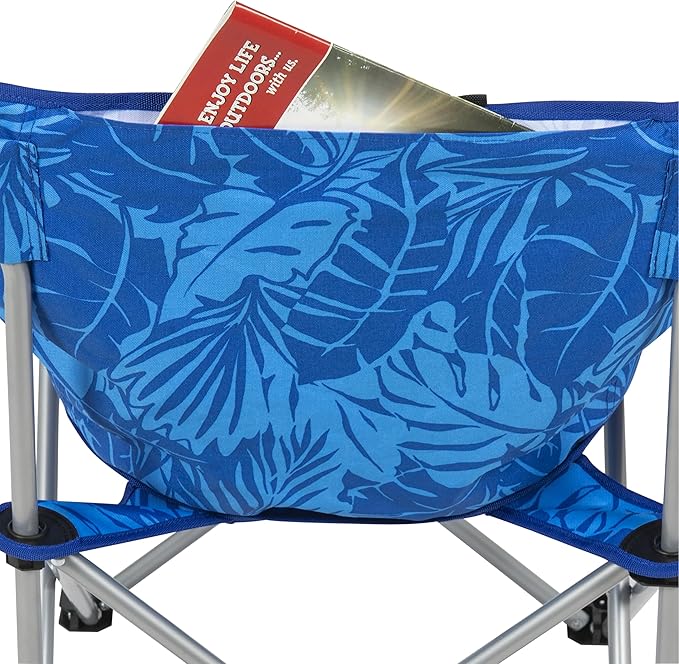 Tommy Bahama Go Everywhere 2-Pack Outdoor Folding Moon Chairs with Storage Pouch and Carry Bag Lightweight Portable Camping Chairs Supports up to 200 lbs. Blue