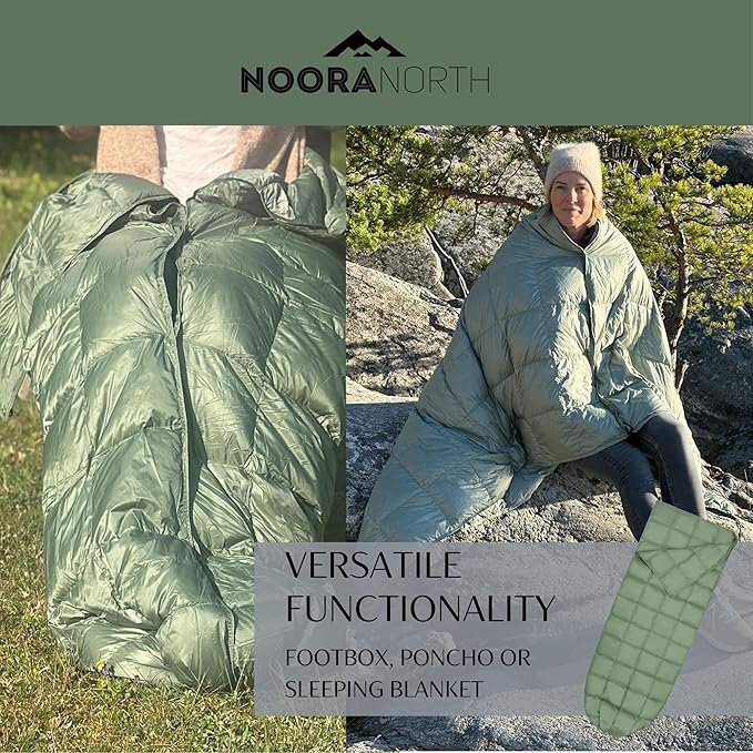 Down Camping Blanket with Footbox – Lightweight Packable Water Resistant Backpacking Quilt &amp Warm Puffy Compact Outdoor Throw – 52x77 with Stuff Sack for Stadium Hiking &amp Travel