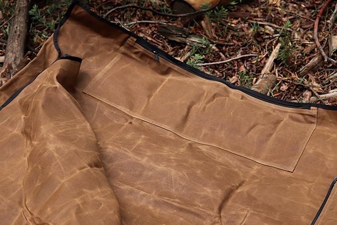 1844 Helko Werk Handmade Waxed Canvas Cowboy Bedroll - Camping Bed Roll with Leather Straps and Zipper - Waterproof Waxed Canvas Portable Bed Outdoor Camping (Bedroll Field Tan) #F8761FT