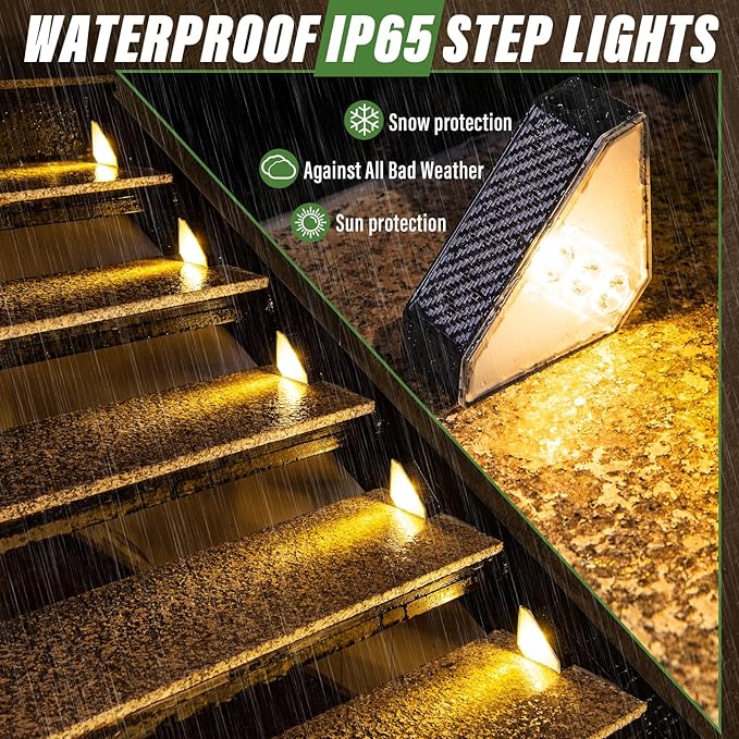 JSOT Solar Step Stair Lights Outdoor Yard Decor 12 Pack IP65 Waterproof Deck Lighting for Outside Solar Powered Solar Garden Light Decor for Fence Backyard Front Porch Step Balcony Wall Patio
