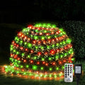 WBao Christmas Lights 200LED 9.8ft x 6.6ft Christmas Bush Lights 8 Modes Timer End to End Connectable Waterproof Design for Lawn Bush Tree Outdoor Xmas Decorations Red Green (Clear Wire)