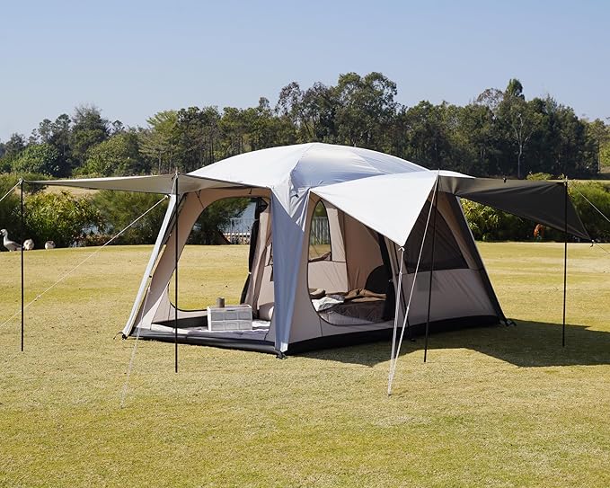 Vidalido 4-6 Person Camping Tent with 3 Door 2 Room Large Family Cabin Tents Double Layer Waterproof Portable Glamping Tent Big Tents for Outdoor Camping Hiking and Backpacking