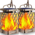 TomCare Solar Lights Outdoor Flickering Flame Solar Lantern Outdoor Hanging Lanterns Decorative Outdoor Lighting Solar Powered Waterproof LED Flame Lights for Patio Garden Deck 2 Pack(Bronze)