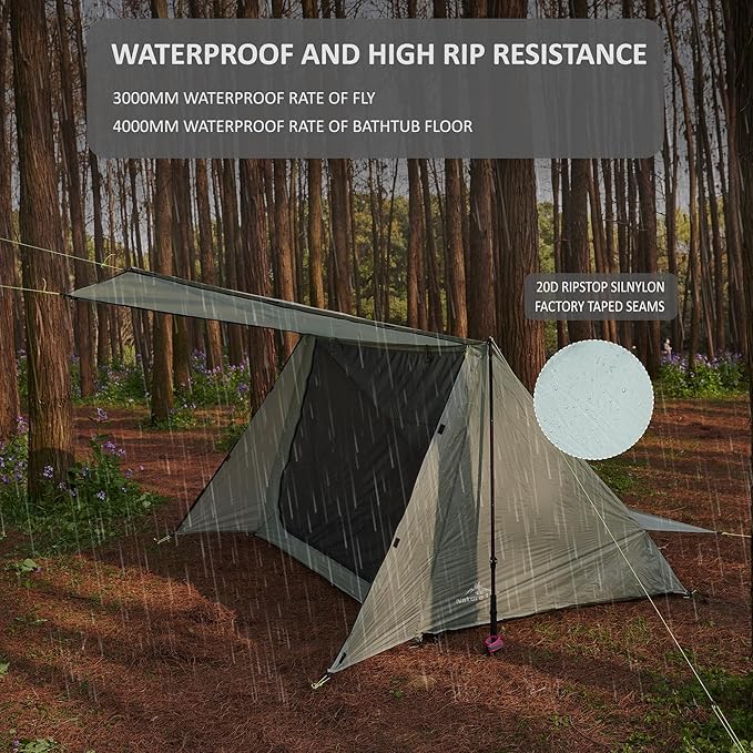 Sirius Two Ultralight Backpacking Tent 2 Person Trekking Pole Waterproof Compact Single Wall Bushcraft Shelter for Camping Hiking Kayaking