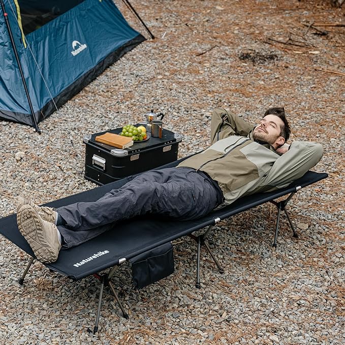 Naturehike ArmyWild Folding Camping Cot Height Adjustable Ultralight Backpacking Cot Portable Camping Bed for Camping Hiking Travel Home