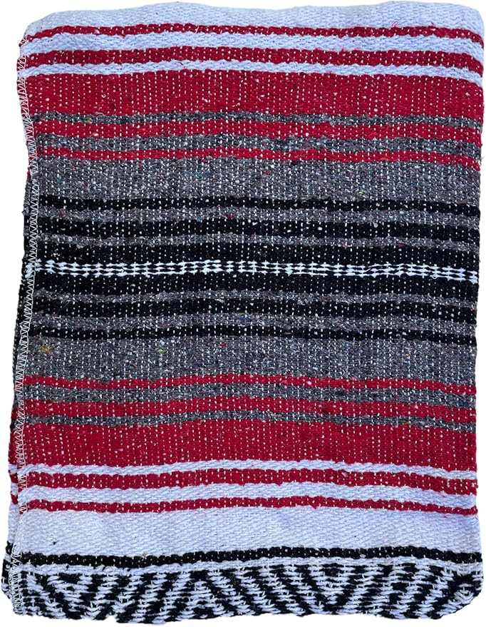 Baja Authentic Mexican Blanket Falsa Blanket Yoga Blanket Perfect Beach Blanket Camping Blanket Picnic Blanket Car Blanket Home Throw Blanket (Red)