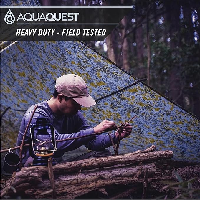 AquaQuest Defender Tarp – Heavy-Duty Waterproof (20000 mm) Seam-Taped Rain Fly for Camping Bushcraft &amp Survival